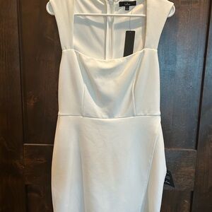 Lulu's White Sleeveless Square Neck Sheath Romper